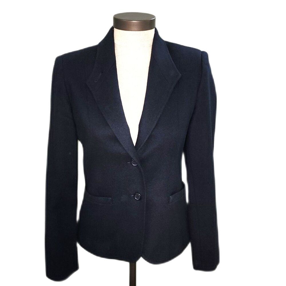Vintage Panther Black Wool Suit Jacket Blazer Size 7/8